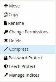 User interface menu indicating where the compress button is.